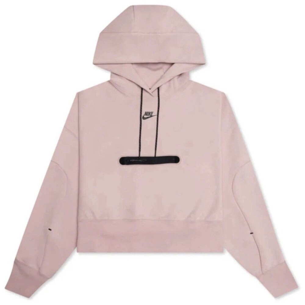Nike Tech Fleece Cropped Hoodie Pink Oxford DR4973-601 Women’s Size Large